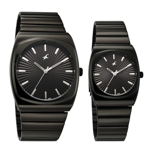 Image of Fastrack Mixmatched 5.0 Quartz Analog with Black Dial Gun Stainless Steel Strap Watch for Couple - 3819268060QM02
