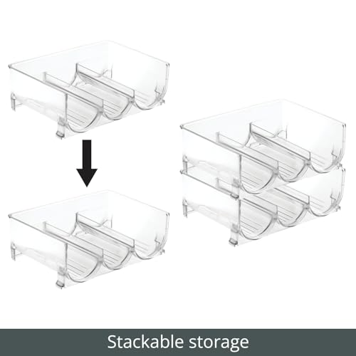 mDesign Plastic Free-Standing Stackable 3 Bottle Storage Holder Rack - Water, Wine, and Drink Organizer Shelf for Kitchen Countertop, Cabinet, Pantry, Fridge, Freezer, 4 Pack - Clear by mDesign - Image 5