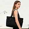 Augesak Handtasche Groß Damen, Tote Bag Shopper Taschen, Handtasche Groß Mit Laptopfach, Strandtasche Shopper Tasche Damen Laptoptasche, Umhängetasche Handtaschen für Arbeit Schule Reisen Gym-Schwarz #4