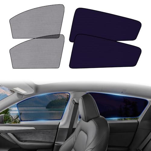 XCBYT Tesla Model Y Window Shades (20202026) - Static Cling Privacy Rear Side Window Covers Clear Front Half Window Shades Easy Install No Residue (4 PCS)