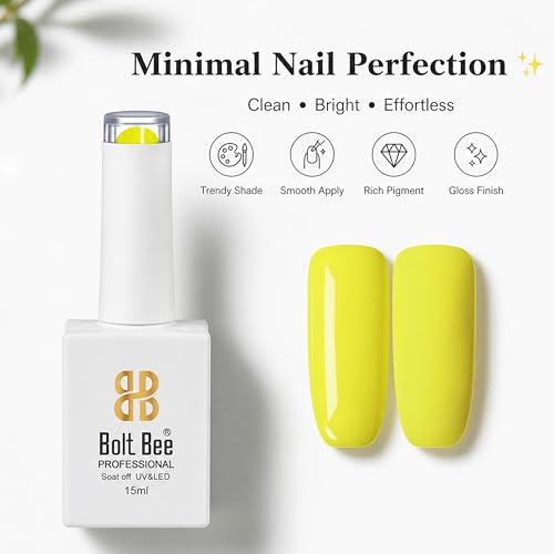 Image of Bolt Bee yellow Color Gel Nail Polish Soak Off UV Gel 15ML DIY at Home Manicure Salon Nail Art