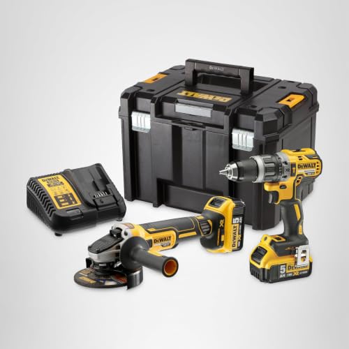 Miniatura 2 de Dewalt Dck2080p2t-Qw - Kit Xr 18v Con Taladro Percutor Xr 18v Dcd796, Amoladora Xr 18v Dcg405, 2 Baterías Carril De Litio 5ah Dcb184 Y Maletín Tstak Ii