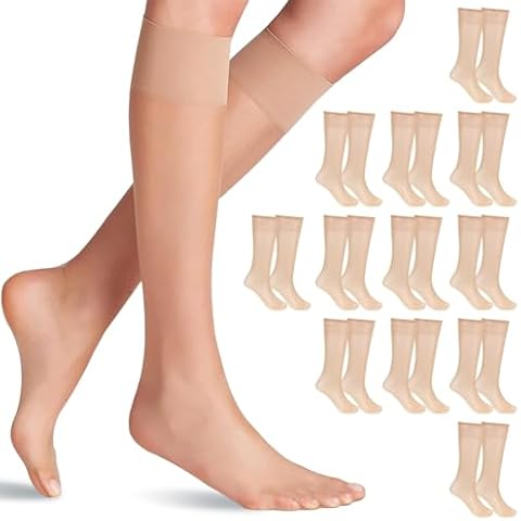 Vokmon 12 Pairs Sheer Knee High Socks Cover