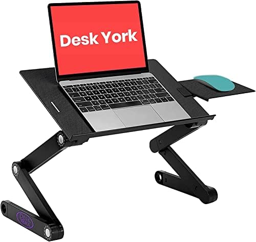 Desk York Portable Laptop Table for Couch, Computer Lap Desk, Laptop Holder for Bed and Sofa, Adjustable Laptop Desk w/Cooling Fan, Gift for Fathers, Mom, Husband,Wife and College Students