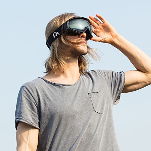 Image of OutdoorMaster Ski Goggles OTG - Over Glasses Ski /Snowboard Goggles for Men, Women & Youth - 100% UV Protection (Blackframe Bluelens VLT80%)