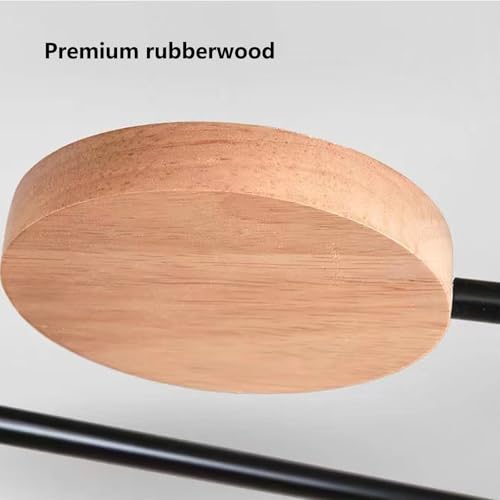 Plafonnier LED moderne bois et fer vert avec 4 lampes pour salon