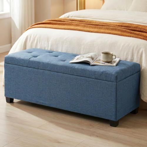 DUMOS Storage Ottoman Bench, 43.3 Inch End of Bed Bench for Living Room