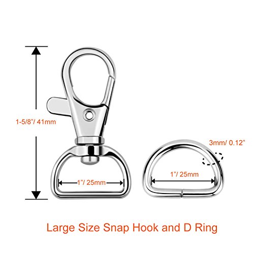 image for Paxcoo 60Pcs Swivel Snap Hooks and D Rings for Lanyard and Sewing Proj