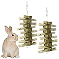 PINVNBY Bunny Chew Toys Sweet Bamboo Sticks Natural Edible Grass Cake Pet Snacks Treats Molar Teeth Grinding Toy for Small Animals Rabbits Chinchilla Guinea Pigs Hamsters 2 PCS
