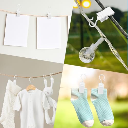 50 Stück Vorhangclips, Vorhangclips mit Haken, Metallclips für Vorhänge, Duschvorhangclips, Lichtaufhänger, Drahthalter für Heimdekorationen, Badezimmer, Duschvorhangdekore (Weiß)