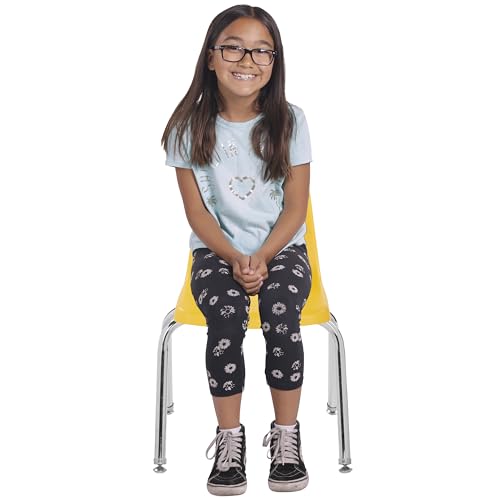 Image of Factory Direct Partners 14 inch School Chairs, Stackable Kids Classroom Chair, Set of 6 Stacking Student Chair with Swivel Glides For 1st-3rd Grade, Elementary & After-School Programs, Assorted Colors
