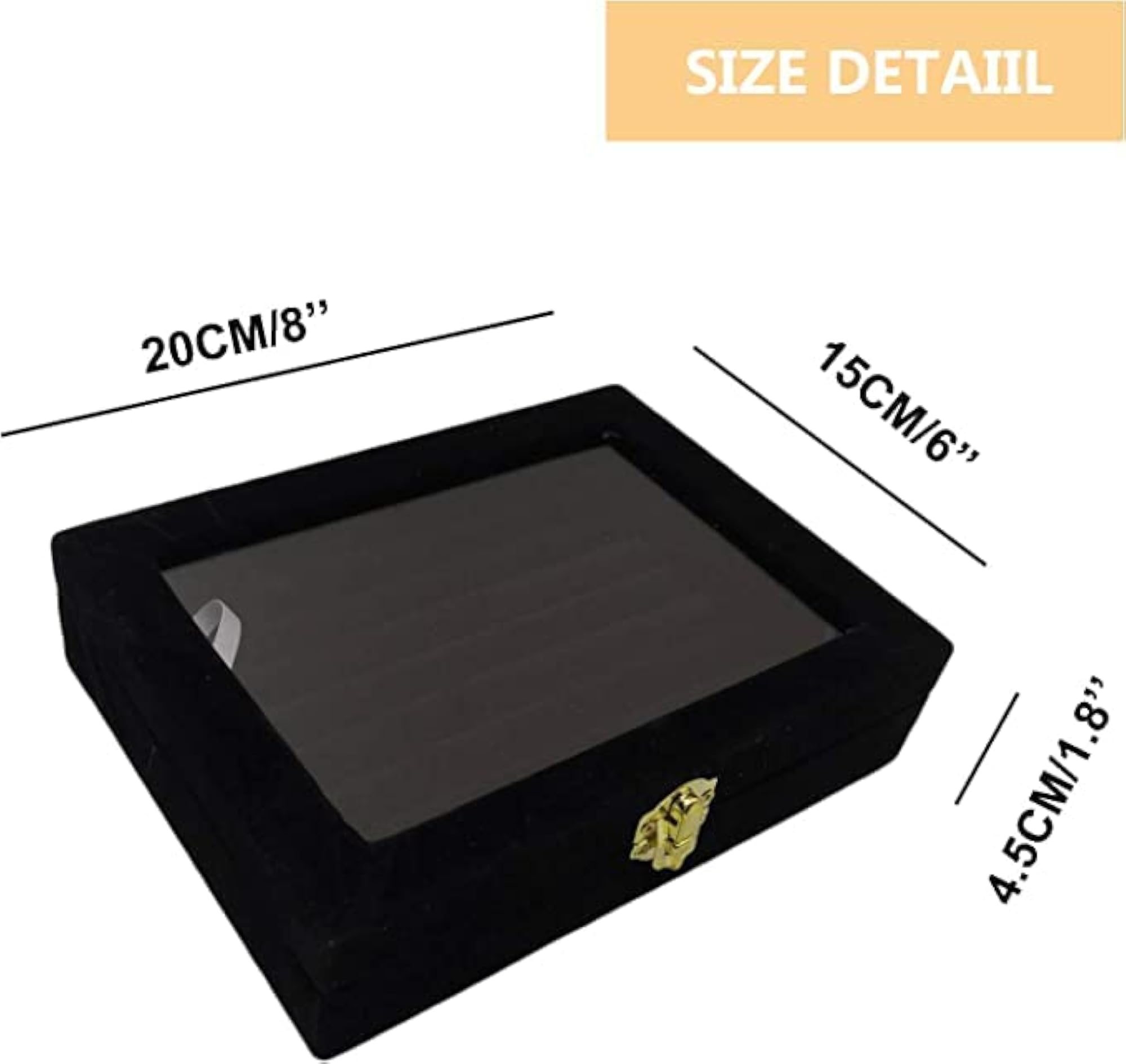 Black Velvet Glass Ring Display Box, Organizer Holder