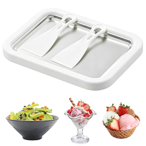 SKJJM Máquina de Helado Enrollado con 2 Espátulas - Blanco