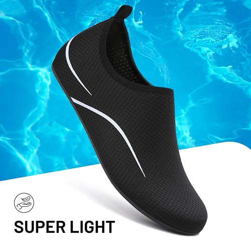 BARFULKER Badeschuhe Damen Herren Wasserschuhe Schwimmschuhe - Unisex Schnell Trocknend Aquaschuhe Leicht Strandschuhe Surfschuhe für Beach Pool Surfen Yoga, Schwarz, 39 EU