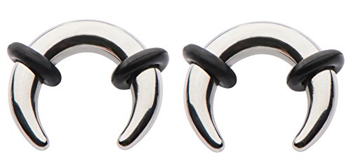 Pair Steel Ear Plugs Tunnels Tapers Pinchers Horseshoes Gauges 0g 1g 2g 4g 6g 8g 10g 12g 14g (1g 7mm)