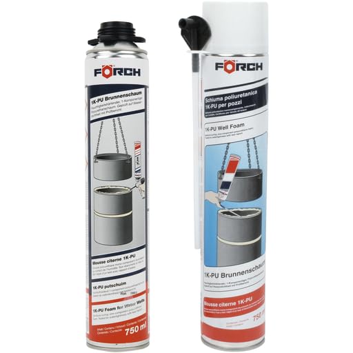Förch Brunnenschaum 1K-PU 750 ml – 12er-Set | PU-Schaum zum Abdichten & Verbinden von Betonschachtringen, resistent gegen Wasser, Benzin & Säuren