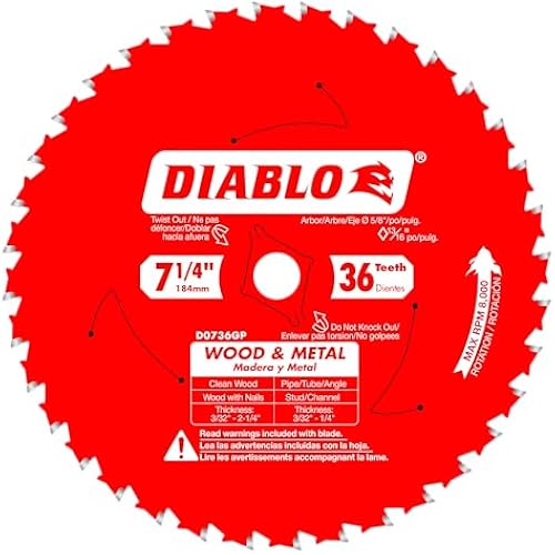 Diablo Wood and Metal Cutting Carbide Circular Saw Blade - 7-1/4" Diameter