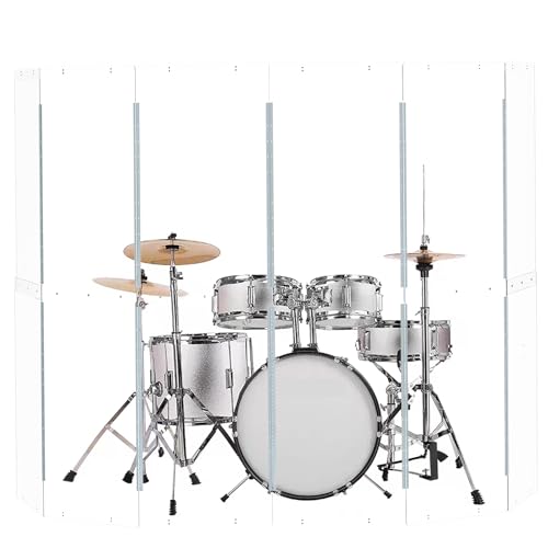 Drum Shield 6 Panels 2ft x 5ft - Acrylic panel with Stainless Steel Hinges - Perfect for Churches, Home Practice, and Live Performances. (6 panels)