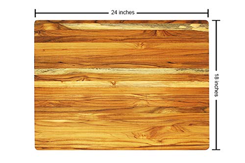 Terra Teak Extra Large Cutting Board 24 X 18 Inch - Thick Brazilian Teak Wood #TOP3