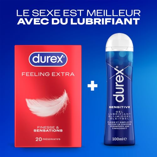 Durex Préservatifs Feeling Extra - 20 Préservatifs Fins et Extra Lubrifiés Pour Plus de Sensations - Taille Standard – vue 4