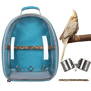 Bird Backpack Carrier, Bird Travel Carrier with Stainless Steel Tray and Standing Perch, Pet Bird Travel Cage Breathable Parrot Carrying Case, Small Bird Cage Cockatiel Cage for Outdoor Travel