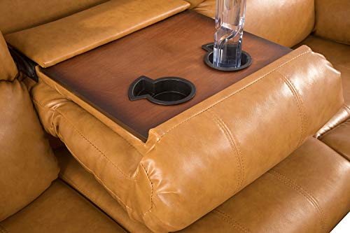 A Ainehome Sectional Recliner Sofa Set Bonded Leather 3 Pcs Motion Sofa Loveseat Recliner Couch Manual Reclining Chair With Drop Down Table & Central Console For Living Room (Ginger,3 Piece Set) #TOP1