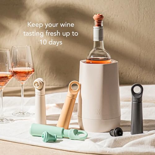 Image of Vacu Vin Wine Saver Blister Vacuum Pump & Stopper | Reusable Wine Preservation System with Click‑Sound Pump & Universal Rubber Stopper (2, White)