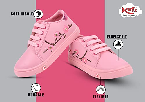 Image of KATS SHOES Kids Lace Shoe Sneakers Lightweight, Durable, Comfortable Casual Shoes for Girls Made with Premium Grade Foam Insoles, & Secure Closure
