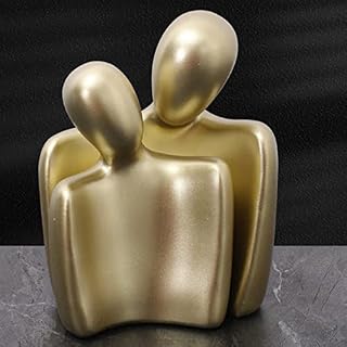 PIGPIGFLY Couple Hugging Statue, Decorative Figures, Living Room, Home Store Decoration, Modern Abstract Art Sculptures Decoration, Office Decorations, Polyresin, Gift (Gold)