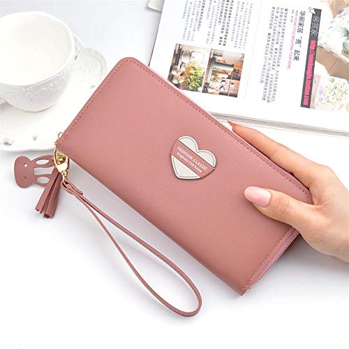 Preisvergleich Produktbild Geldbörsen Damen Kunstleder Herren Geldbeutel Handtaschen ID Kartenfächern Elegant Brieftasche PU Leder Große Kapazität RFID-Schutz Portemonnaie Geldklammer Geschenk H1028 deep Powder