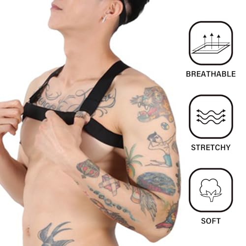 Image of Mens Harness Belt Nylon Elastic Body Shoulder Strap Sexy Halter Club Wear Cosplay Costume