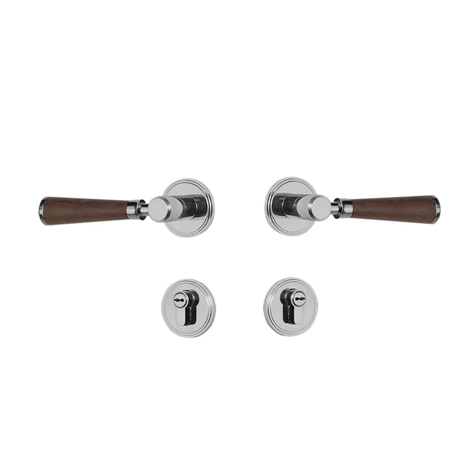 Brass Door Lock Walnut Trapezoid Wood Knob Furniture Bedroom(Bronze)