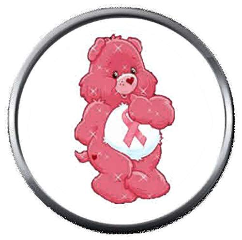 Care Bear Breast Cancer Awareness Ribbon Pink Leather Bracelet W/2 Snap Jewelry Charms #TOP5