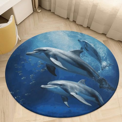 Alfombra pequeña de delfines para baño y cocina lavable 7