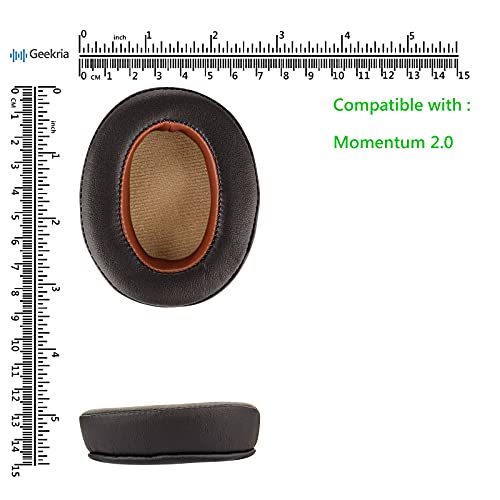 Almohadillas de cuero Protein de reemplazo Geekria para auriculares Sennheiser Momentum 2.0 Over-Ear, cojines de espuma viscoelástica, cubiertas para orejeras, piezas de reparación (Marrón oscuro) miniatura 6