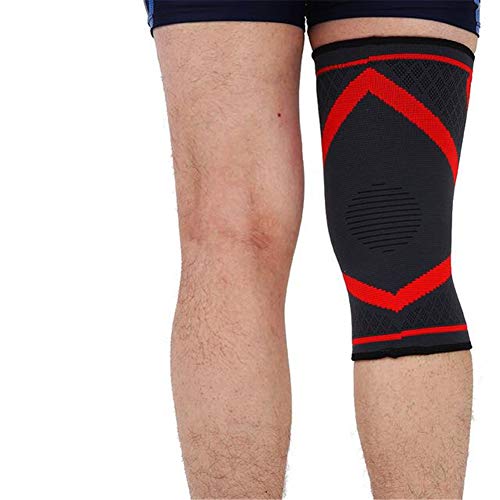 EXCEREY Knee Brace, Sports Knee Compression Sleeve for Running, Jogging, Sports, Joint Pain Relief, Arthritis and Injury Recovery- for Men and Women - Single Wrap Red XL