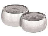casamia Couchtisch 2er Set 2. Wahl Dakar rund ø 59/49 x H 30/29 cm Silber Aluminium gehämmert