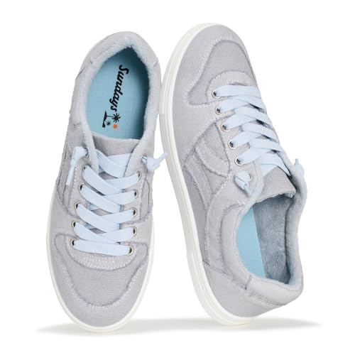 Image of Sundays Canvas Sneakers Women - Memory Foam Insole with Breathable Canvas Shoes for Women Footwear - Non-Slip with Lightweight and Comfortable Womens Sneakers