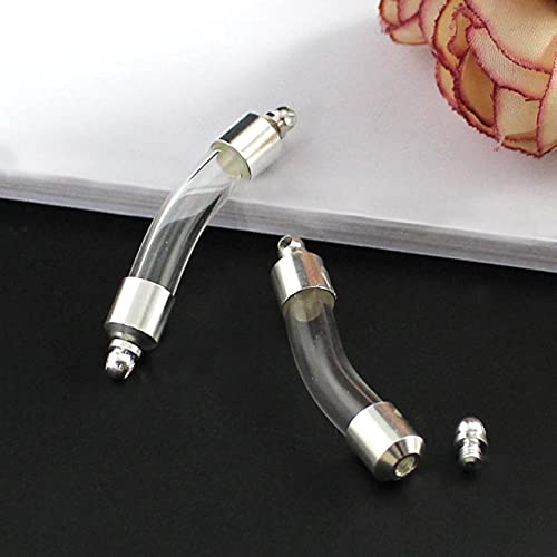 Minyose 10PCS Glass Vial Pendant Screw Cap Tube Name on Rice DIY Miniature Glass Vial Pendant Wishing Bottle Jewelry Making