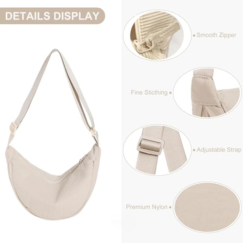 Got Bag Moon Bag Small - Halbmond Bauchtasche Damen Cord in Beige - Crossbody Tasche