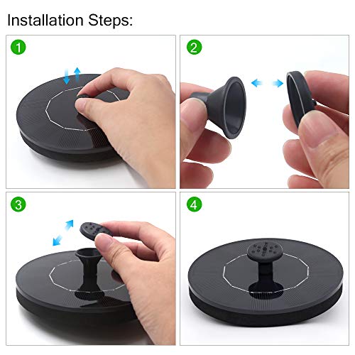 Senders Fontein op zonne-energie, vijverpomp, tuinwaterpomp met 1,0 W monokristallijn zonnepaneel, fontein op zonne-energie, drijvende fonteinpomp voor tuinvijver of fontein, vijver, vishouder - Image 7