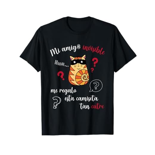 Amigo invisible Regalo gracioso divertido para hombre mujer Camiseta de manga corta, negra.