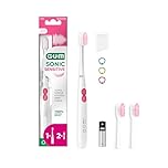 GUM Sonic Sensitive Battery Powered Electric Toothbrush | Highly Portable | Provides Ultra Gentle and Deep Clean | x1 Brush, x2 Replacement Heads, x1 Battery AAA | White