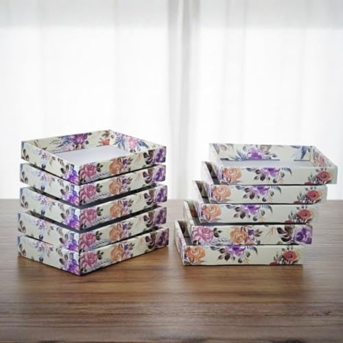 Image of SATYAM KRAFT 12 Pcs Multipurpose Folding Cardboard Gift Box | Premium Paper Hamper Empty DIY Tray for Wedding, Birthday, Gifting, Gift Packaging, Foldable Hampers, Return Gifts (Light yellow)