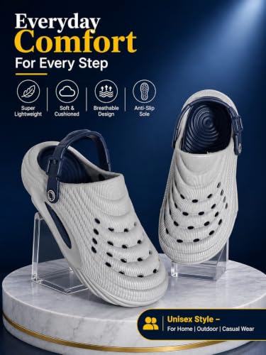 Image of Men's Clogs Mules for Men & Boys - CreamComfortable, Lightweight, Non-Slip, Waterproof, Stylish, Classic, Casual, Everyday Mules