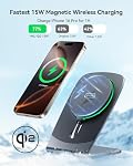 INIU Magnetic Wireless Charger Stand, Qi2 Certified 15W Convertible Charging Station with Cooling Fan, Fast Charging Pad for iPhone 17 16 15 14 13 12 Series AirPods 4 3 Pro2 Pro (with Adapter)