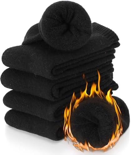 PROETRADE Merino Wool Thermal Socks for Womens Walking Winter Warm Thick Cosy Boot Crew Comfy Ladies Hiking Work Socks 5 Pack