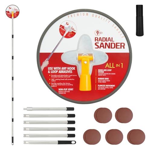 Haoshenhor Hand Drywall Sander Tool Kit, Disc Sander with 85.8 Inch Adjustable Extension Pole & 10pcs Sanding Sheets, Pole Wall Sander for Painting Prep, Suitable for DIY Projects