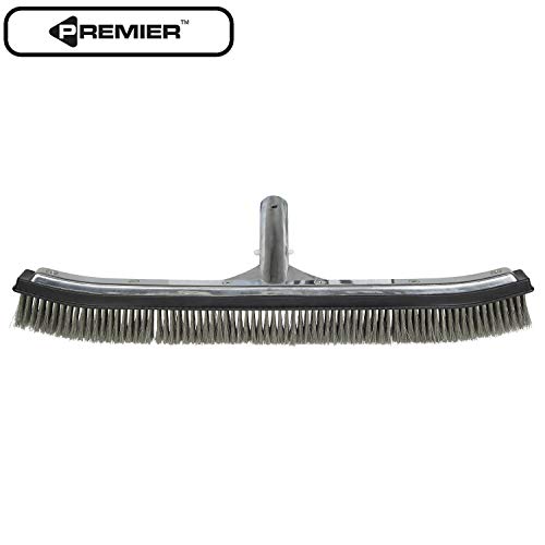 Poolmaster 20183, 18 Inch, 18-Inch Aluminum-Back Swimming Pool Algae Brush With Stainless Steel Bristles, Premier Collection, Black #TOP4