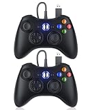 Dinosoo Replacement for Xbox 360 Controller Wired, PC Controller with Upgraded Joystick, Double Shock, 2.5mm Audio Jack - 2 Pack